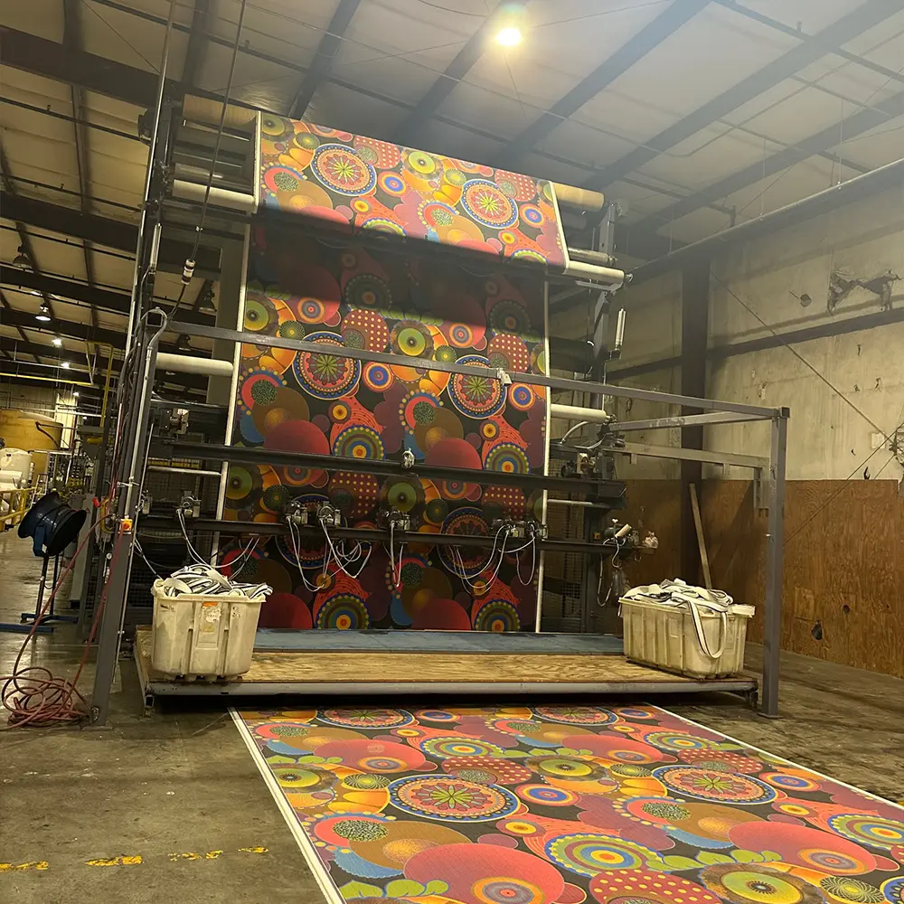 Carpet coming from machine